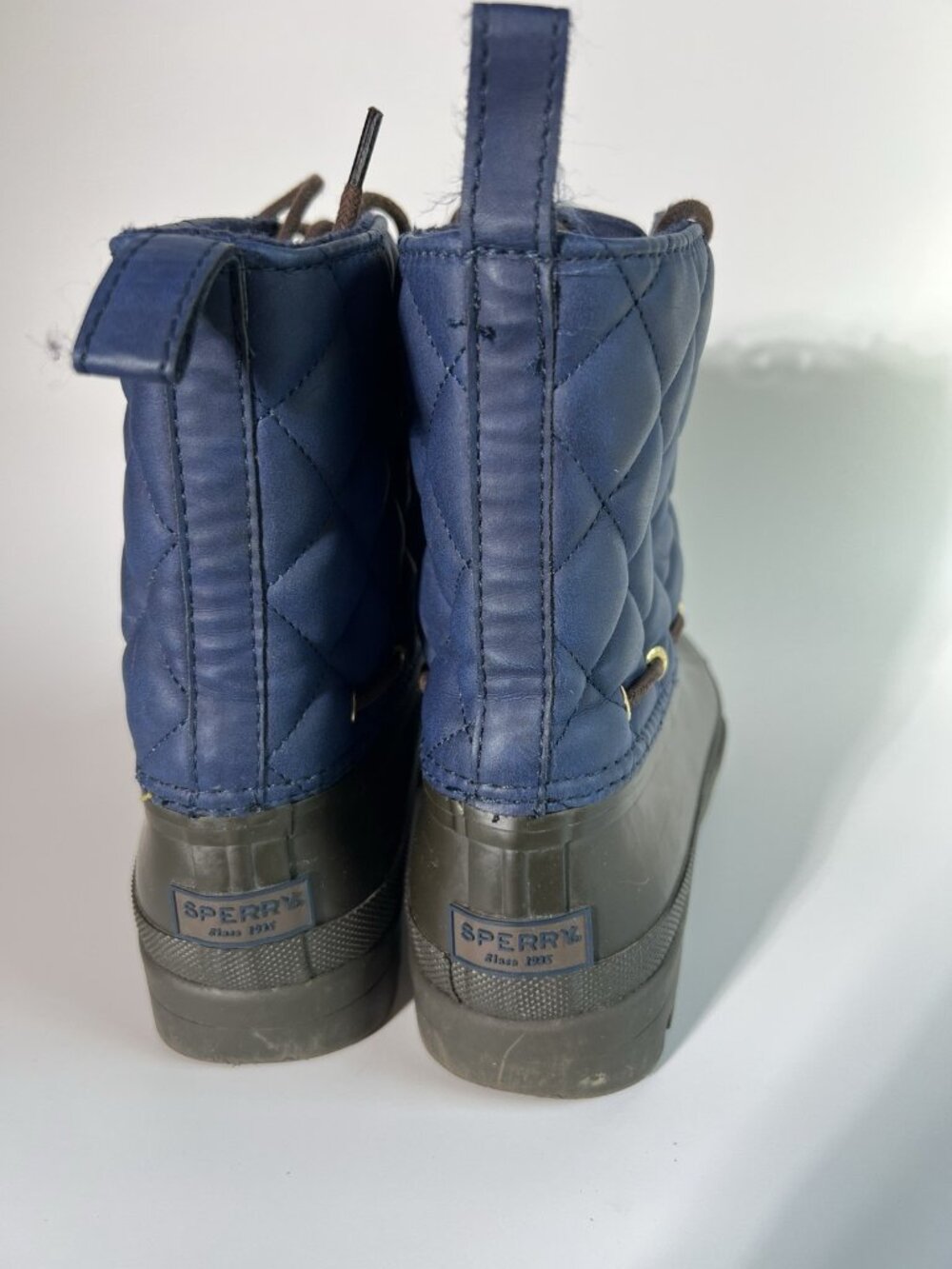 Sperry Duck Boots Womens 8 Blue Quilted Waterproof Lace Up Winter Rain - Picture 11 of 12